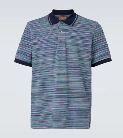 Missoni Striped Cotton Polo Shirt In Multicoloured