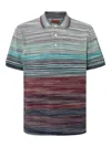 Missoni Striped Cotton Polo Shirt In Red