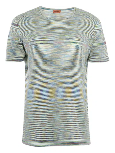 Pre-owned Missoni Striped Cotton T-shirt In Blue
