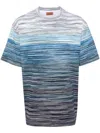 Missoni Striped Cotton T-shirt In Blue