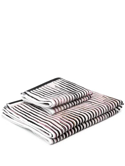 Missoni Striped Cotton Towels (set Of Two) In Brown