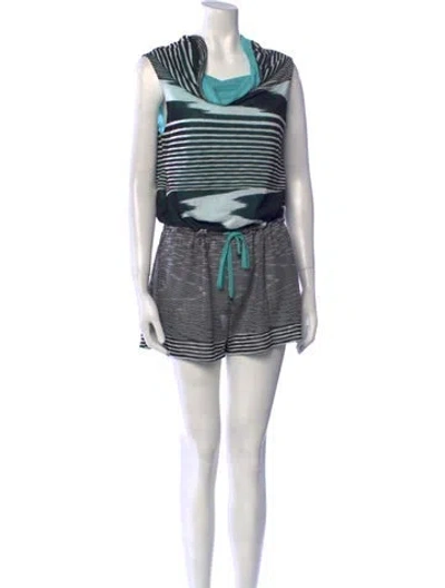Pre-owned Missoni Striped Cowl Neck Romper In Blue