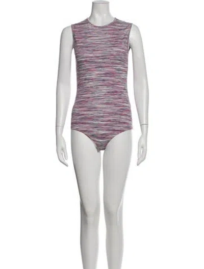 Pre-owned Missoni Striped Crew Neck Bodysuit In Purple