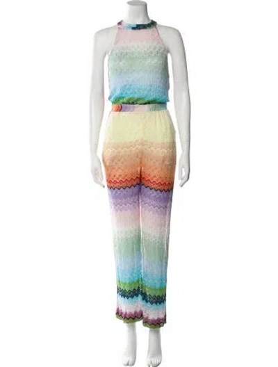 Pre-owned Missoni Striped Crew Neck Jumpsuit In Yellow
