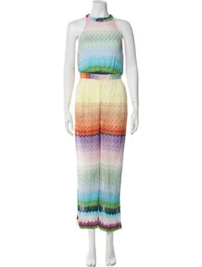 Pre-owned Missoni Striped Crew Neck Jumpsuit In Yellow