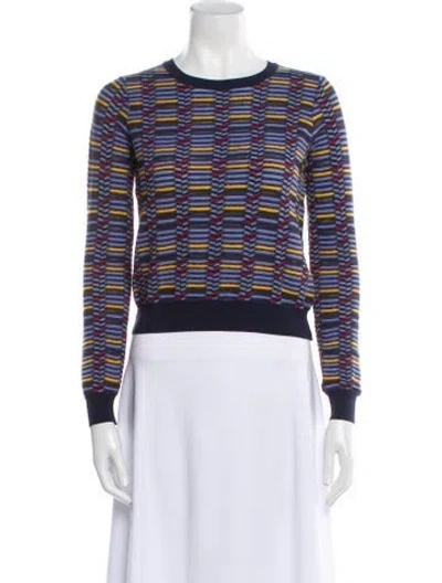 Pre-owned Missoni Striped Crew Neck Sweater In Blue