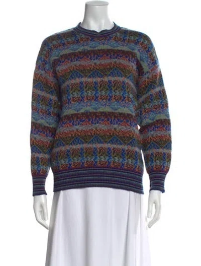 Pre-owned Missoni Striped Crew Neck Sweater In Blue