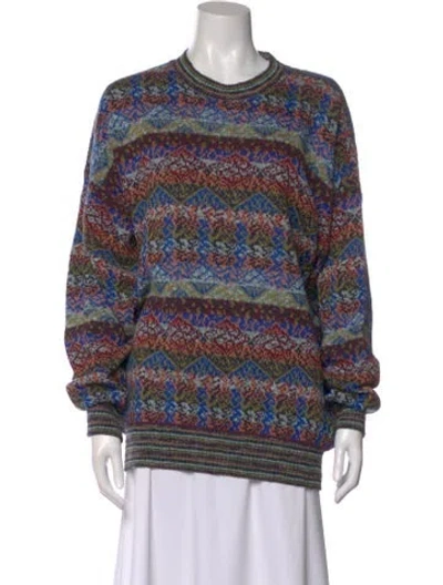 Pre-owned Missoni Striped Crew Neck Sweater In Blue