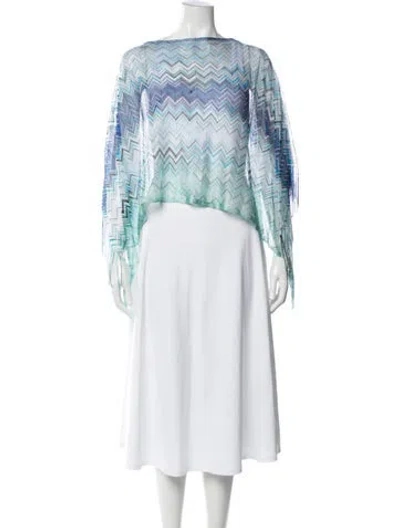 Pre-owned Missoni Striped Crew Neck Sweater In Blue/green
