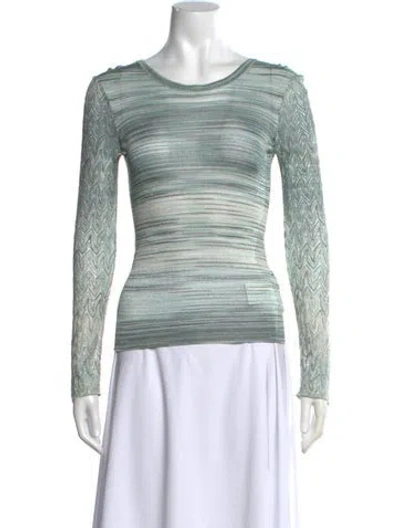Pre-owned Missoni Striped Crew Neck Sweater In Green