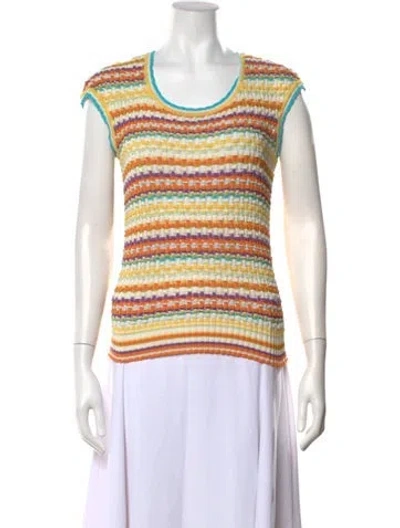 Pre-owned Missoni Striped Crew Neck Sweater In Green/neutrals