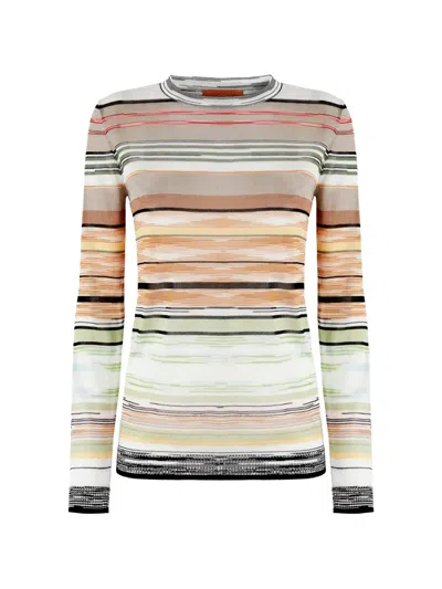Missoni Crew-neck Knit Top In Striped Space-dye Viscose In Multi