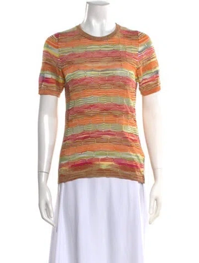 Pre-owned Missoni Striped Crew Neck Sweater In Orange