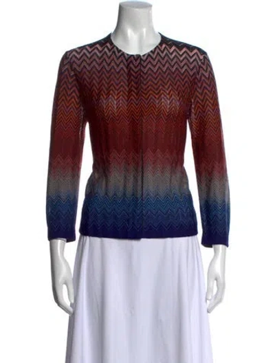 Pre-owned Missoni Striped Crew Neck Sweater In Red