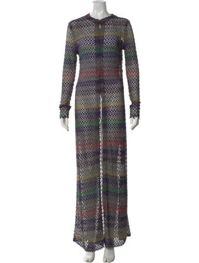 Pre-owned Missoni Striped Crew Neck Sweater W/ Tags In Gray
