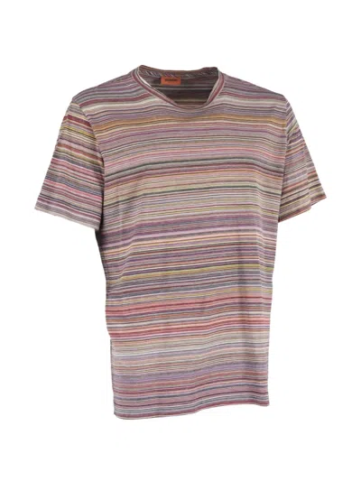 Pre-owned Missoni Striped Crew-neck T-shirt In Purple