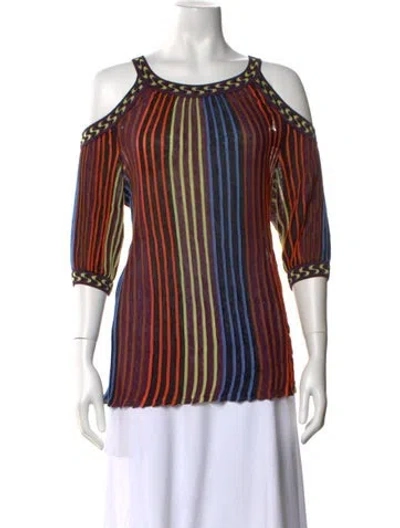 Pre-owned Missoni Striped Crew Neck Top In Black