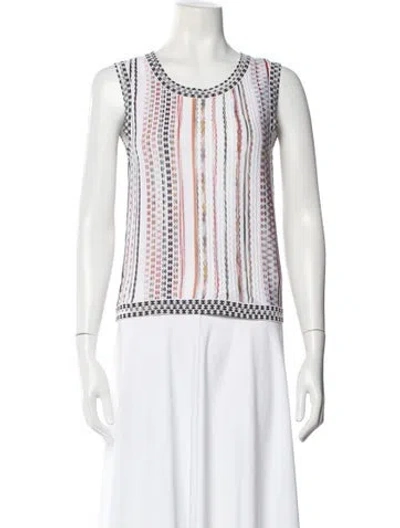 Pre-owned Missoni Striped Crew Neck Top In White
