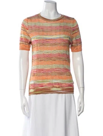 Pre-owned Missoni Striped Crew Neck T-shirt In Orange