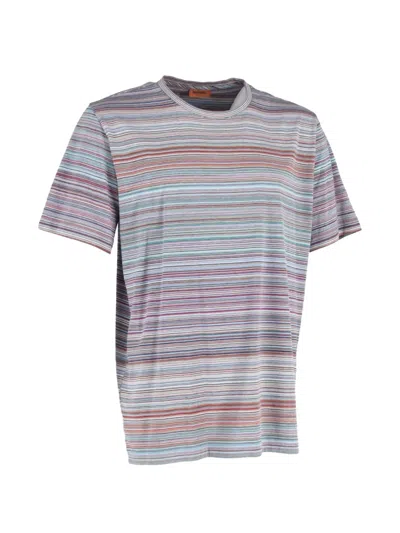 Pre-owned Missoni Striped Crewneck T-shirt In Blue
