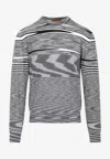 Missoni Striped Crewneck Wool Sweater In Multicolor