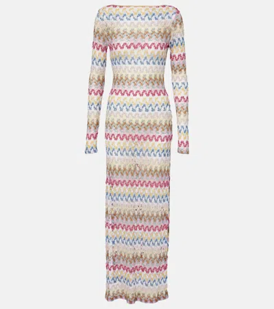Missoni Striped Crochet Maxi Dress In Multicoloured