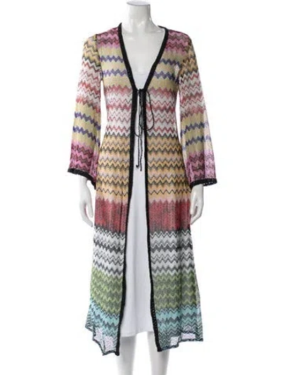 Pre-owned Missoni Striped Crochet Trim Cover-up In Pink