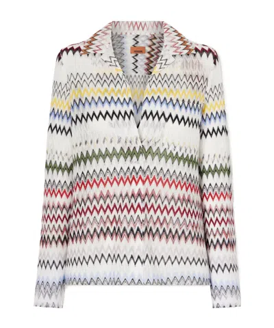 Missoni Striped Crochet-knit Blouse In White
