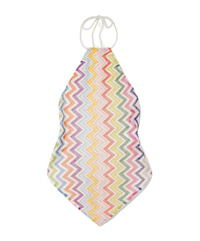 Missoni Striped Crochet-knit Halterneck Top In Multi