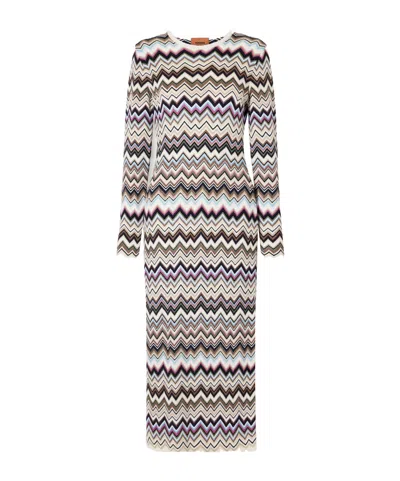 Missoni Striped Crochet-knit Midi Dress In Multi