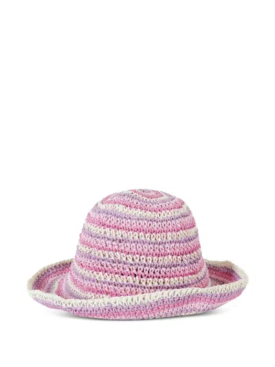Missoni Striped Crochet-knit Sun Hat In Pink