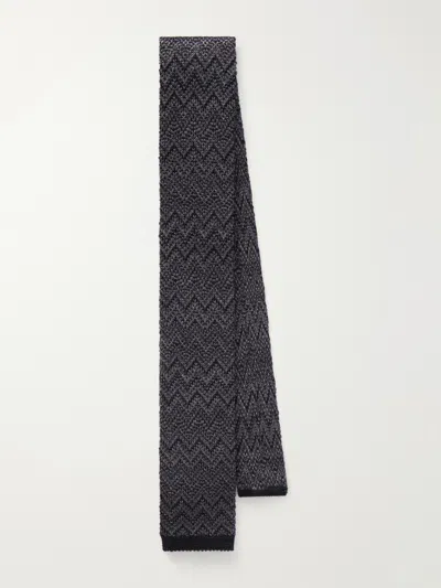 Missoni Striped Crochet-knit Wool And Silk-blend Tie In Animal Print