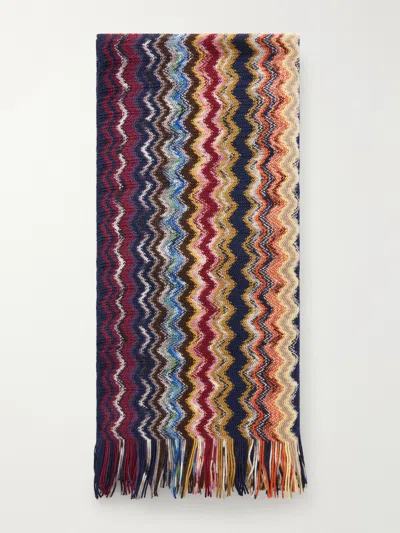 Missoni Striped Crochet-knit Wool Scarf In Multi