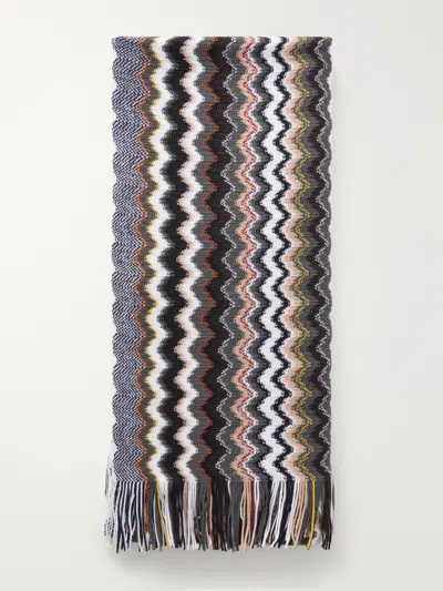 Missoni Striped Crochet-knit Wool-blend Scarf In Multi