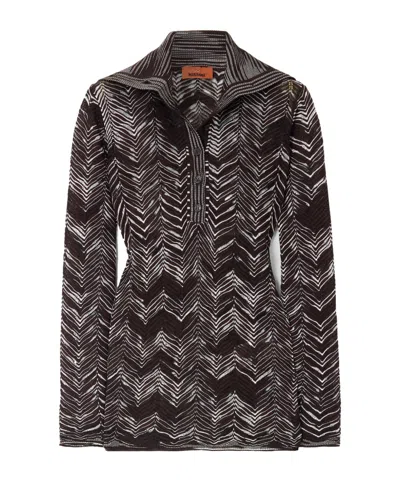 Missoni Striped Crochet-knit Wool-blend Sweater In Black