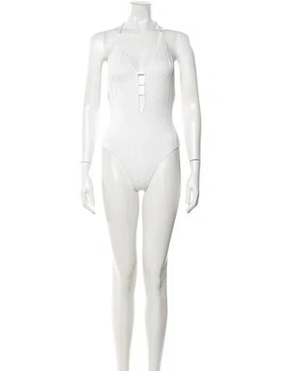 Pre-owned Missoni Striped Cutout Accent One-piece In White