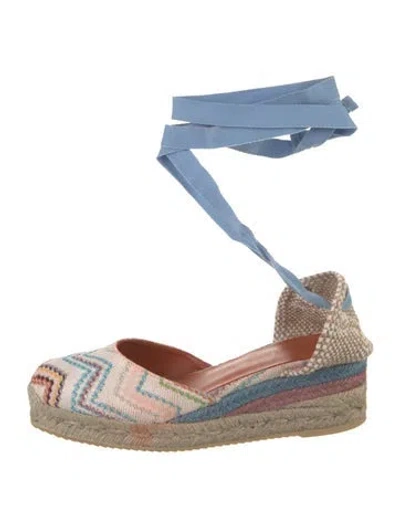 Pre-owned Missoni Striped D'orsay Pumps In Blue