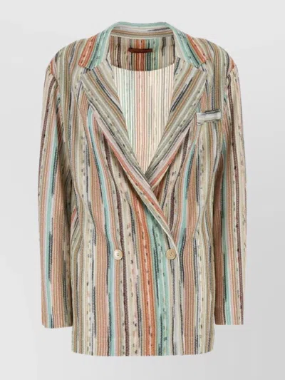 MISSONI STRIPED DOUBLE-BREASTED BLAZER FRONT POCKETS