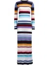 Missoni Wool Blend Long Sleeve Knit Maxi Dress In Blue