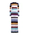 Missoni Wool Blend Long Sleeve Knit Maxi Dress In Multicolor