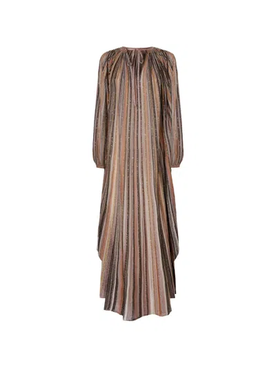 Missoni Striped Embellished Dress In Brown