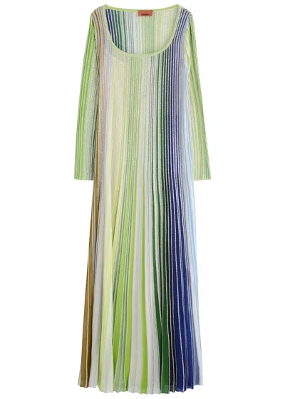 Missoni Striped Embellished Metallic-knit Maxi Dress In Multicoloured