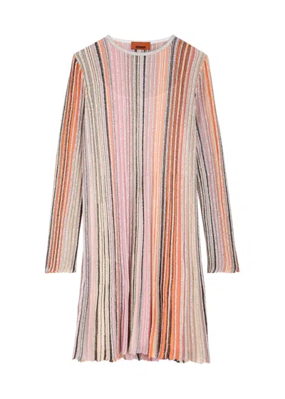 Missoni Striped Embellished Metallic-knit Mini Dress In Multicoloured