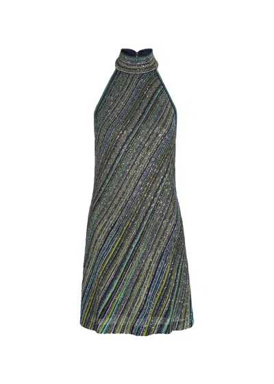 Missoni Striped Embellished Metallic-knit Mini Dress In Multi