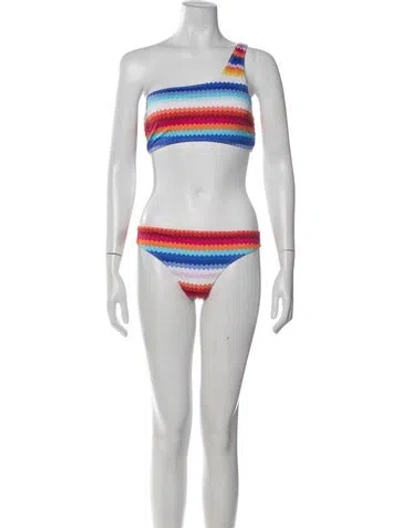 Pre-owned Missoni Striped Embroidered Accent Bikini W/ Tags In Multi
