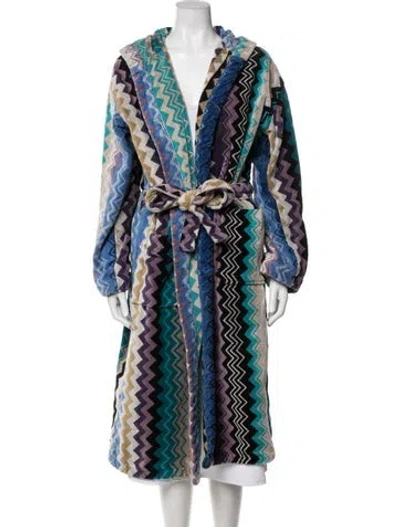 Pre-owned Missoni Striped Embroidered Accent Robe In Blue