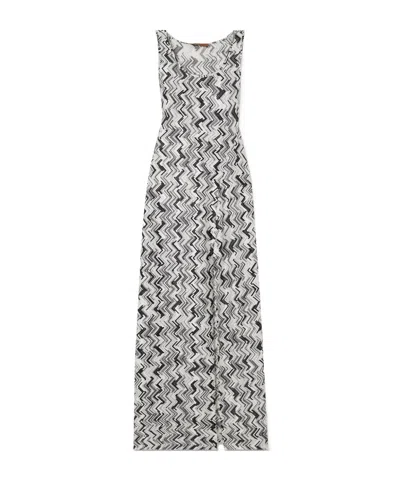 Missoni Striped Embroidered Crochet-knit Coverup In Gray