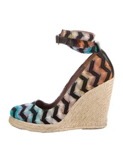 Pre-owned Missoni Striped Espadrilles In Black