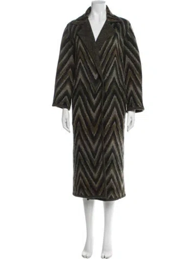 Pre-owned Missoni Striped Faux Fur Coat In Green