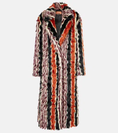 Missoni Striped Faux Fur Coat In Multicoloured